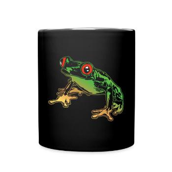 Laubfrosch Grafik Aquatische Amphibienfrosch Liebhaber - Tasse einfarbig - Schwarz - Vorne