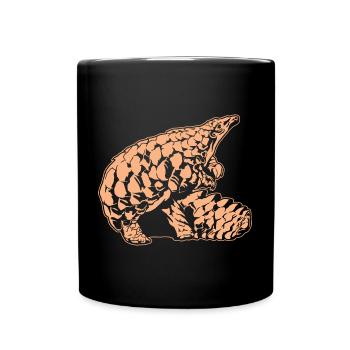 Cool Pangolin Sketch Graphic Wildlife Creature - Full Colour Mug - black - Front