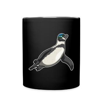 Pinguin Schwimmen Schwimmbrille Sommer - Tasse einfarbig - Schwarz - Vorne