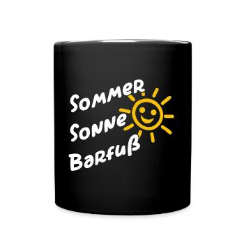 Sommer Sonne Barfuss am Strand Urlaub Ferien - Tasse einfarbig - Schwarz - Vorne