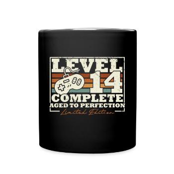14 Birthday Level 14 Complete 14 Years Gift - Full Colour Mug - black - Front