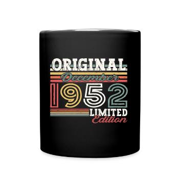 Né en décembre 1952 Cadeau du 70e anniversaire - Mug uni - noir - Devant