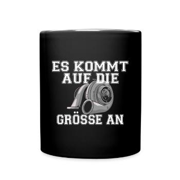 Es kommt auf die größe an Turbo Auto Tuning - Tasse einfarbig - Schwarz - Vorne