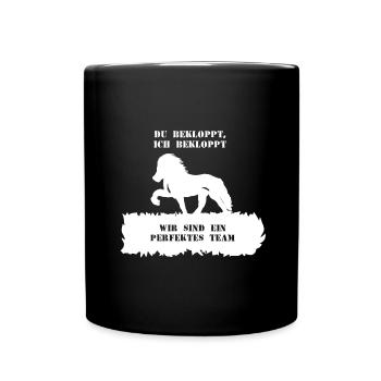 Spruch 11 mit Pferd 1 weiß - Tasse einfarbig - Schwarz - Vorne