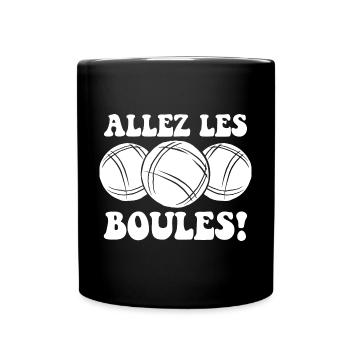3 Boulekugeln für Bouler Boulekugel Petanque Boule - Tasse einfarbig - Schwarz - Vorne