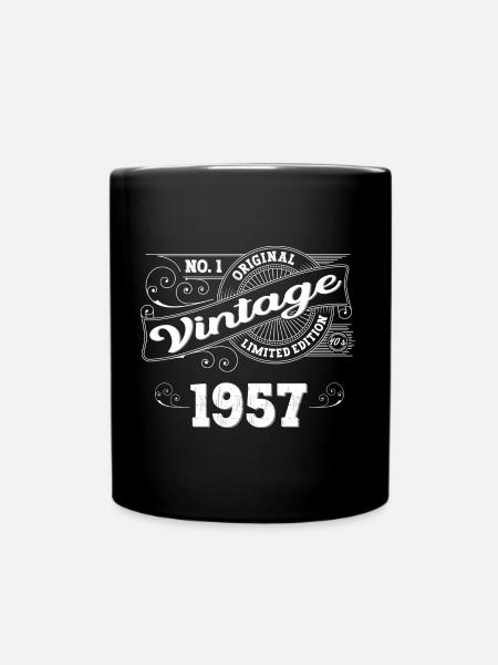 Jahrgang 1957 66. Geburtstag Geschenk Mann/ Frau - Tasse einfarbig - Schwarz