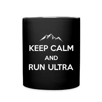 Ruhe bewahren und Ultra laufen - Tasse einfarbig - Schwarz - Vorne