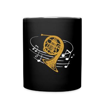Français partition de cor Français corniste Musicien de cuivres - Mug uni - noir - Devant