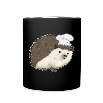 Hedgehog Chef Chef Hat Cooking - Full Colour Mug - black - Front