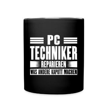 Servicetechniker Support Lösung Spruch Service PC - Tasse einfarbig - Schwarz - Vorne