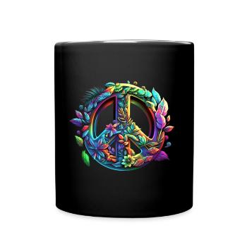 Peace Symbol, Peace Sign, Peace, Freedom - Full Colour Mug - black - Front