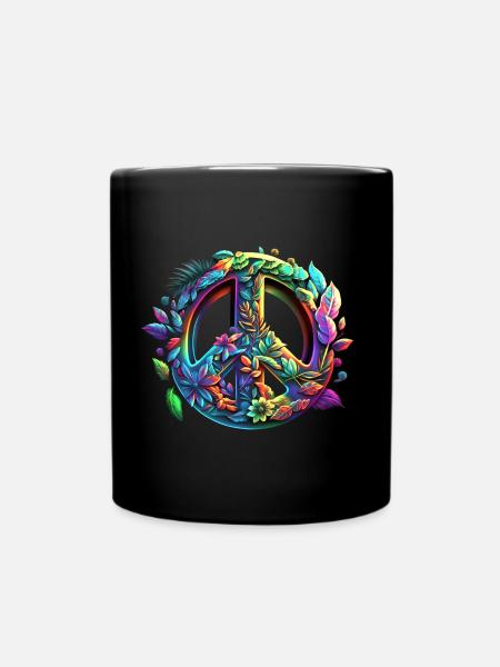 Peace Symbol, Friedenszeichen, Frieden, Freiheit - Tasse einfarbig - Schwarz