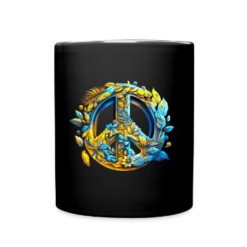 Peace symbol, Ukraine, peace sign, peace - Full Colour Mug - black - Front