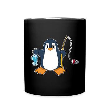 Pinguin Angler Fisch Angeln - Tasse einfarbig - Schwarz - Vorne