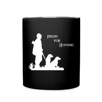 Friday for Hunting - Hunting motif with hunter & dog - Full Colour Mug - black - Front