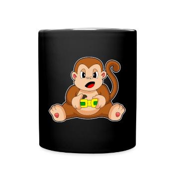 Affe Gamer Controller - Tasse einfarbig - Schwarz - Vorne
