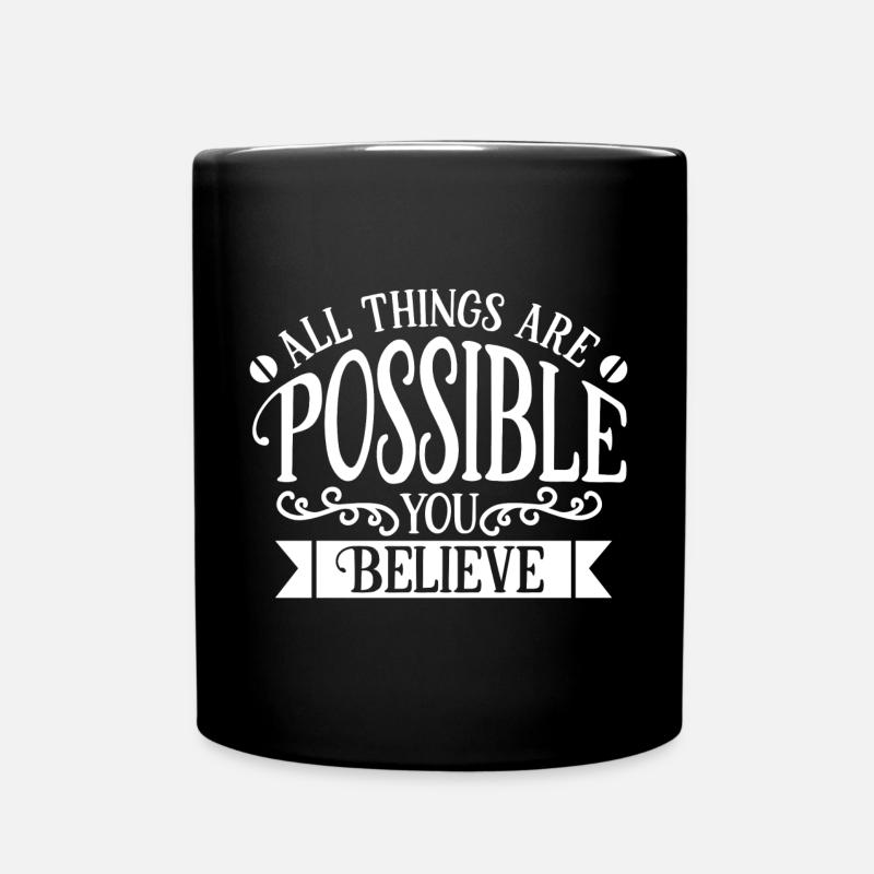 Träume, Träume leben, alles ist möglich - Tasse einfarbig - Schwarz
