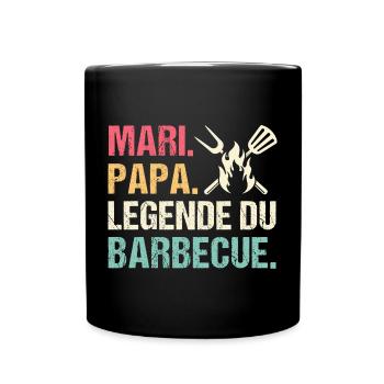 Mari papa légende du barbecue cadeau fête des père - Mug uni - noir - Devant