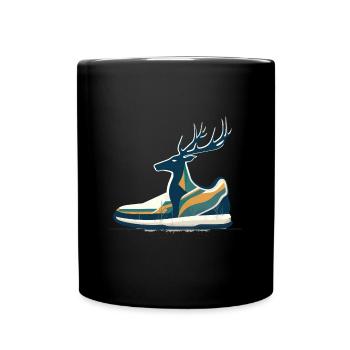 Waldlauf Laufen Hirsch Turnschuh Laufschuh Reh - Tasse einfarbig - Schwarz - Vorne