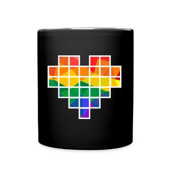 Cœur de pixel polygonal arc-en-ciel - Mug uni - noir - Devant