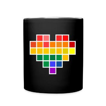 Cœur Rainbow Pixel - Mug uni - noir - Devant