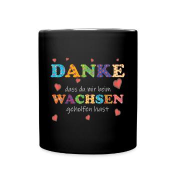 Kita Kindergarten Tagesmutter - Abschied - Danke ! - Tasse einfarbig - Schwarz - Vorne