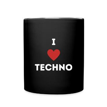 LOVE TECHNO – Techno Shirt Geschenk Raver - Tasse einfarbig - Schwarz - Vorne