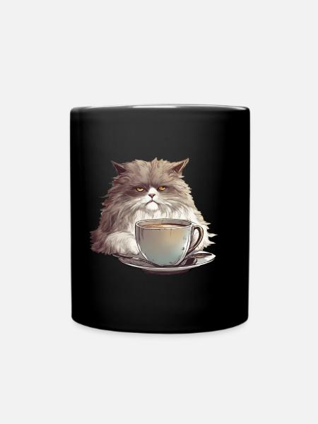 Chat de café grincheux - Mug uni - noir