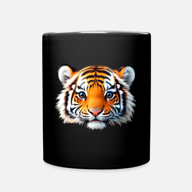 Tiger Baby Kopf - Tasse einfarbig - Schwarz