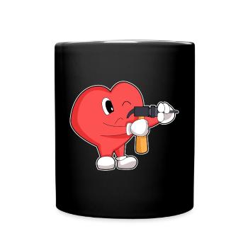 Herz Handwerker Bohrmaschine Handwerk - Tasse einfarbig - Schwarz - Vorne