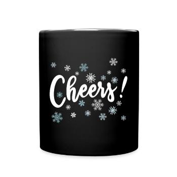 Cheers! Merry Christmas Holiday Cheer Snowflakes - Full Colour Mug - black - Front