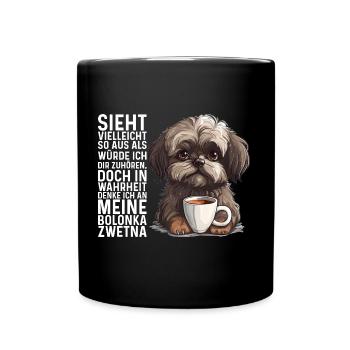 Ich denke an meine Bolonka Zwetna Hund Bolonka - Tasse einfarbig - Schwarz - Vorne