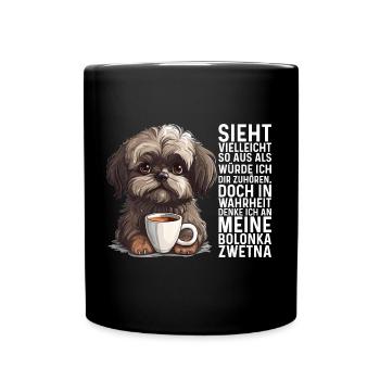 Ich denke an meine Bolonka Zwetna Hund Bolonka - Tasse einfarbig - Schwarz - Vorne