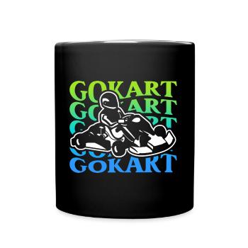 Go-Kart Rennen Gokart Herren Jungen Kartfahrer - Tasse einfarbig - Schwarz - Vorne