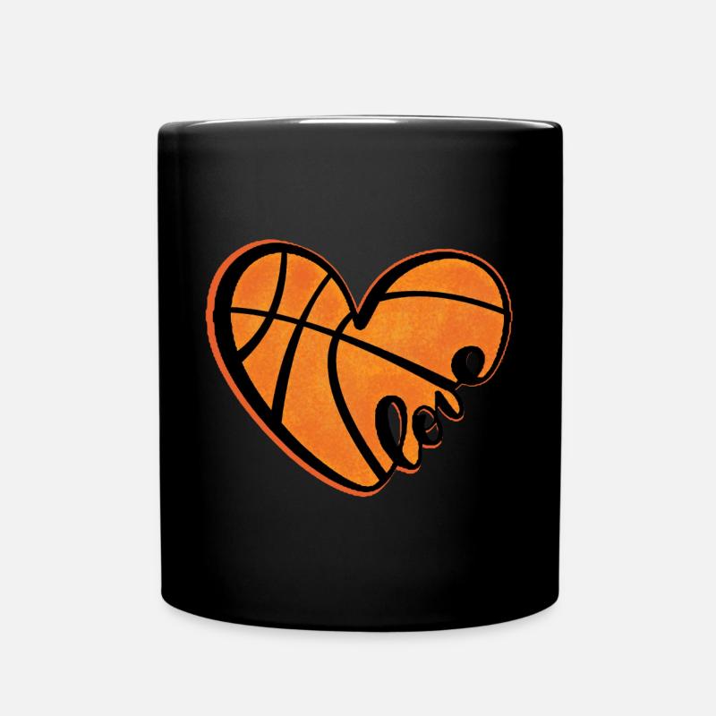 Basketball Heart with Love - Full Colour Mug - black