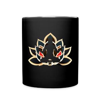 Yoga Meditation Style Design Lotus Flower - Full Colour Mug - black - Front
