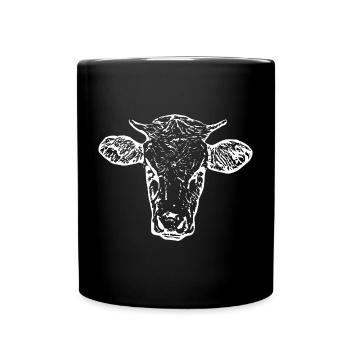 funny cow cow head white gift farmer - Full Colour Mug - black - Front