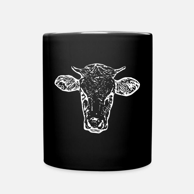 drôle vache tête de vache blanc cadeau fermier - Mug uni - noir