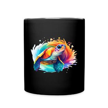 Sea Turtle Design - Full Colour Mug - black - Front