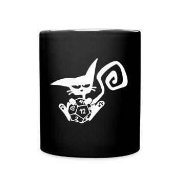 Dice Cat Funny Role Playing Cat RPG - Full Colour Mug - black - Front