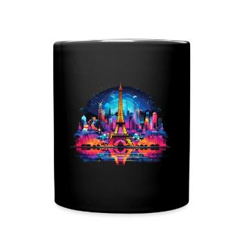 Paris, Tour Eiffel, France, Ville, Horizon, Nuit - Mug uni - noir - Devant