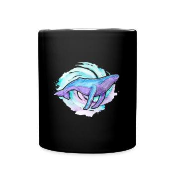 Humpback Whale Watercolor - Full Colour Mug - black - Front