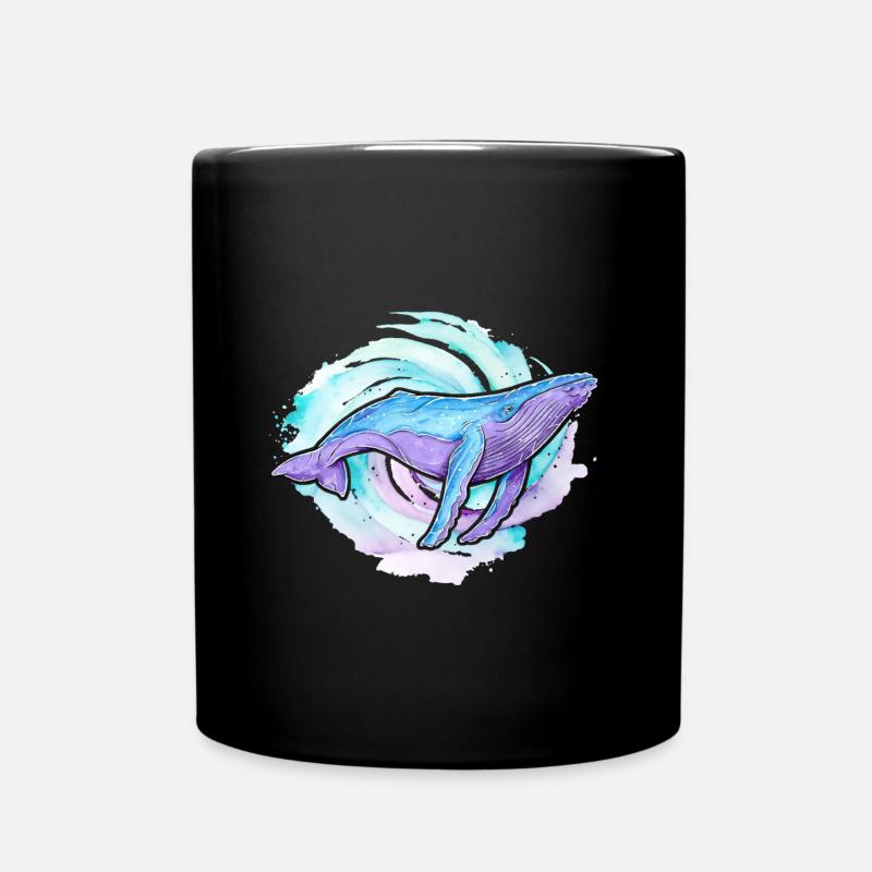 Buckelwal Aquarell - Tasse einfarbig - Schwarz