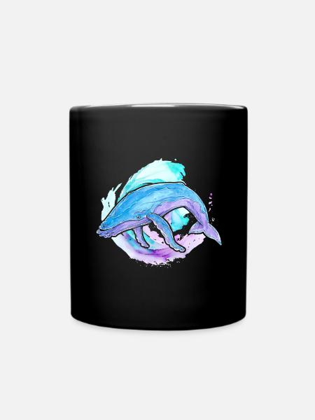 Buckelwal Aquarell - Tasse einfarbig - Schwarz