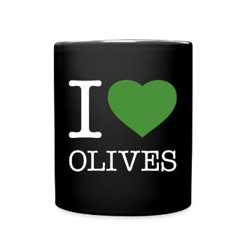 I LOVE OLIVES Oliven - Tasse einfarbig - Schwarz - Vorne