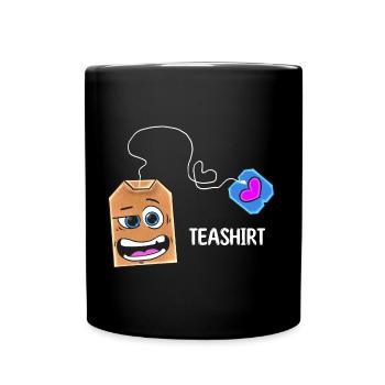 Tea shirt Cartoon Character with saying - Full Colour Mug - black - Front