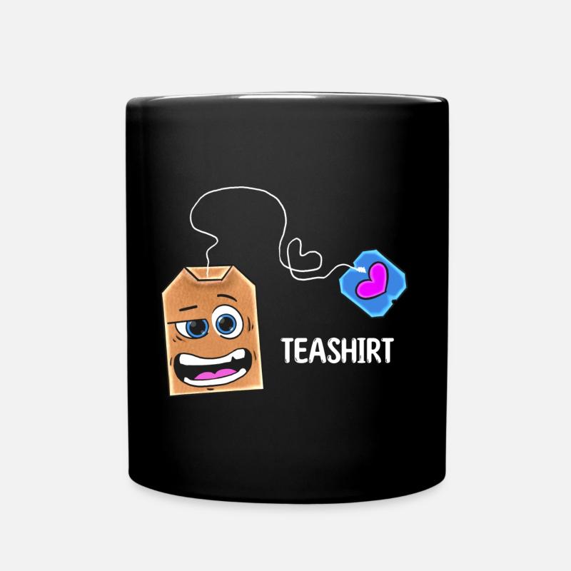 Tea shirt Cartoon Character with saying - Full Colour Mug - black
