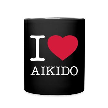 I LOVE AIKIDO - Tasse einfarbig - Schwarz - Vorne
