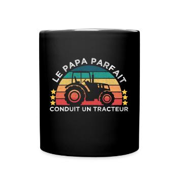 Le papa parfait conduit un tracteur cadeau vintage - Mug uni - noir - Devant