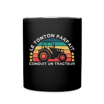 Le tonton parfait conduit un tracteur cadeau rétro - Mug uni - noir - Devant